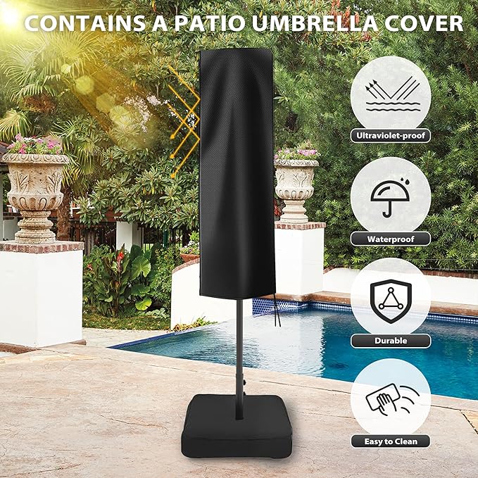 Sundale Outdoor 15ft Large Patio Umbrella with Base Included and Umbrella Cover, Outdoor Double-Sided Umbrella