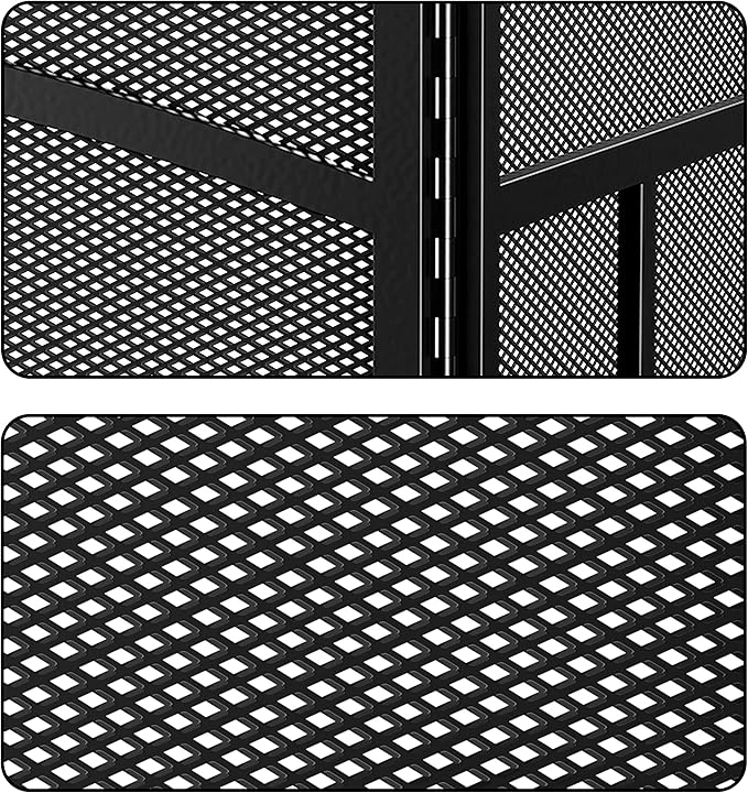 Fire Beauty Fireplace Screen 3 Panel Wrought Iron 48"(L) x 29"(H) Spark Guard Cover(Black)
