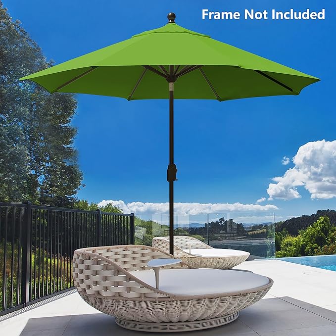 EliteShade USA 9FT Patio Umbrella Replacement Covers 8 Ribs Market Umbrella Canopy Cover (CANOPY ONLY) (Macaw Green)