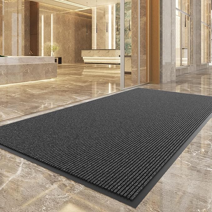 Durable Front Door Mat, Heavy Duty Indoor Outdoor Doormat, 48” x 36” Low Profile Outdoor Mats for Home Entrance, Stain and Fade Resistant Shoe Scraper Mat, Ideal for High Traffic Area