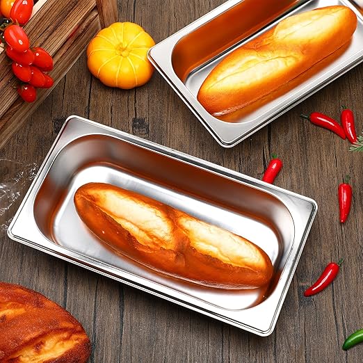 10 Pack Hotel Pans Stainless Steel Steam Table Pan 1/3 Size, 0.8 mm Thick Anti Jam Warming Pans for Food Warmer Restaurant Catering Supplies, 12.8 x 6.9 Inch(2-1/2 Inch Deep,Standard)