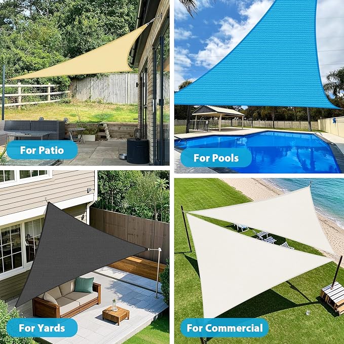 Amagenix Sun Shade Sail 5'X6'X8' Curved Edge Outdoor Shade Canopy Beige Breathable 95% UV Block Shade Cloth for Patio Garden Backyard (We Make Custom Size)