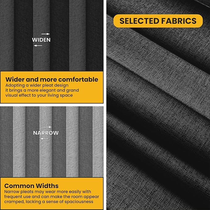 100% Blackout Accordion Room Divider Curtains - with Flexible Ceiling Track Total Privacy Sound Proof Curtains Suitable for Bedroom Patio Sliding Door(Black, W100 x L96, 1 Pack)