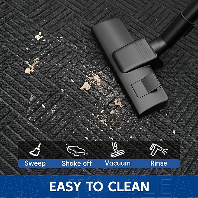 Durable Indoor Outdoor Door Mat, 4' x 5' Heavy Duty Front Door Mat for Entryway, Non-Slip Backing, Stain and Fade Resistant, Absorbent Commercial Floor Mat for High Traffic Area, Black