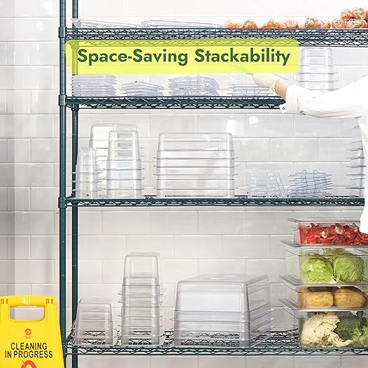 CURTA 6-Pack 1/4 Size 6" Deep NSF Polycarbonate Food Pans with Handled Lids & Drain Trays | Dishwasher & Freezer Safe Clear Container for Prep Tables, Buffet, Salad Bar, Commercial Kitchen
