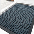 OLANLY Front Door Mat Outside Entrance 29.5x17, Absorbent, Heavy Duty Sturdy Natural Rubber Doormat Indoor Outdoor, Non-Slip, Stain and Fade Resistant, Low Profile Floor Mat for Entryway, Lake Blue