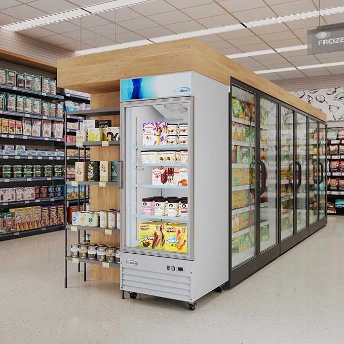 KoolMore 31 in. Commercial One Glass Door Display Upright Freezer Merchandiser in White 23 Cu. Ft. (MDF-1GD-23C-WH)