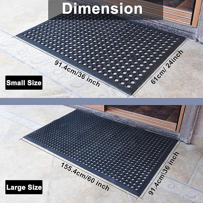 Outdoor Mat, Odorless Flexible Entrance Floor Mat, Anti-Slip Workplace Mats, Anti-Fatigue Tiles Open Work Mats, for Kitchen, Bathroom, Warehouse, Restaurant (2, 60"x36")