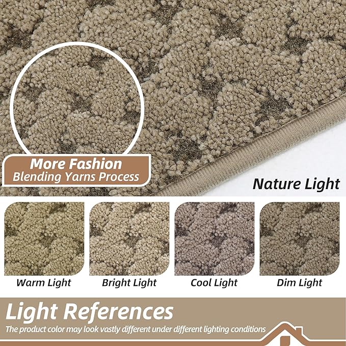BEQHAUSE Dirt Trapper Door Mat Non-Slip Entryway Rugs Stain Resistant Absorbent Dog Doormats Woven-Look Washable Welcome Floor Doormat for Front Back Door, Muddy Wet Shoes & Paws, 32" x 48", Beige