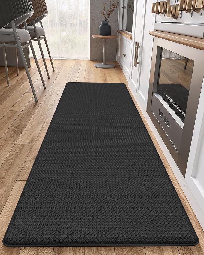 Color&Geometry Anti Fatigue Cushion Kitchen Mat for Floor -24"x71",Wide,Easy Clean, Water & Oil Proof, Anti Slip, Foam Rubber Runner Rug for Front Sink Comfort Standing,Black