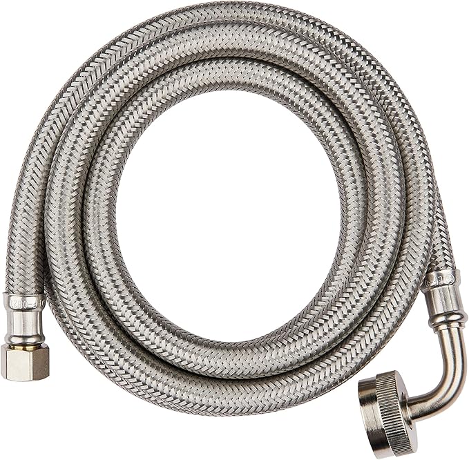 EFIELD Appliance Accessories Dishwasher Hose with 90 Degree FGH Elbow, 6 Feet Length, Water Supply Line, Premium Braided Stainless Steel,(HOSE011)