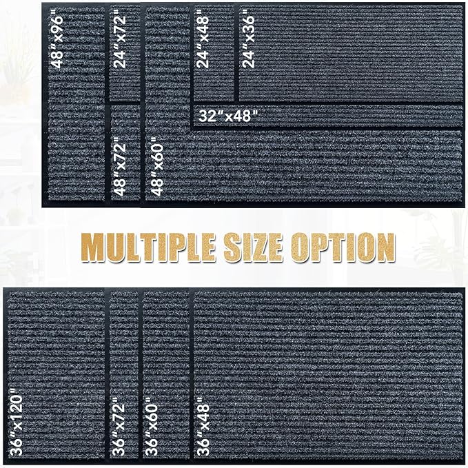 Front Door Mat,3'x4'Indoor Outdoor Door Mat,Heavy Duty Durable Welcome,Commercial Floor Mats Inside Outside Entrance, Waterproof All-Season, All-Weather Non Slip Backing Doormat for Entryway,Black