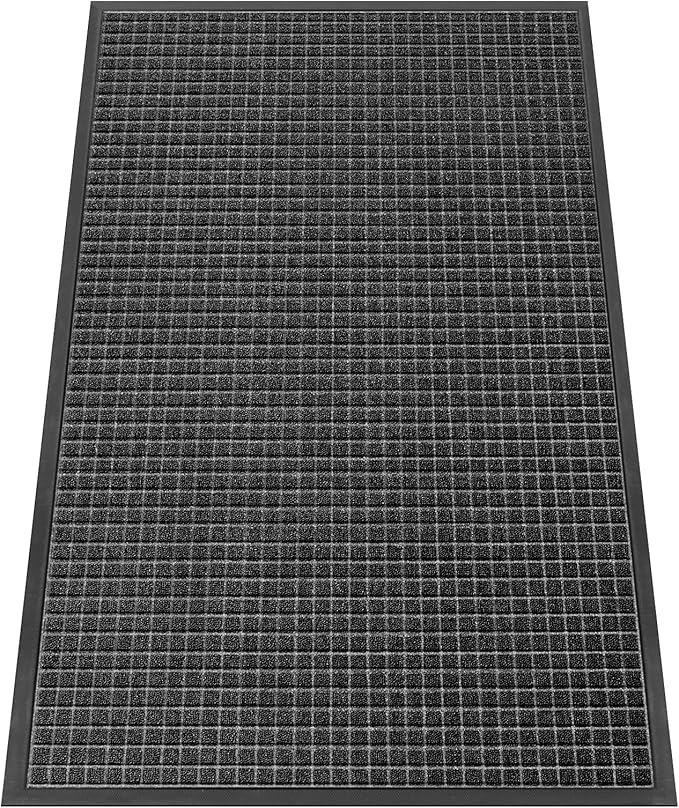 Kuyal Front Door Mat, 3'*5' Door Mat for Inside Outside Entrance,Waterproof Welcome Mats with Non-Slip Backing, Indoor Outdoor Entryway, Commercial Floor Mats, Durable & Easy to Clean, Dark Gray