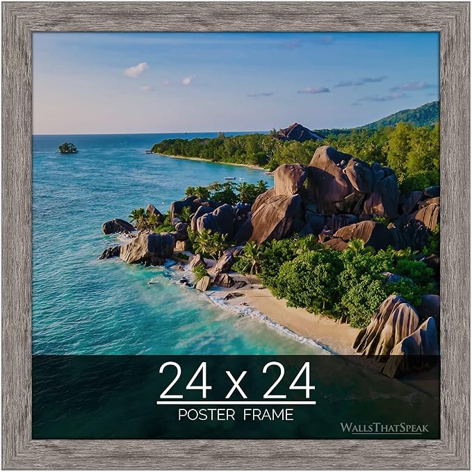 wallsthatspeak 24x24 Gray Barnwood Picture Frame for Puzzles Posters Photos or Artwork