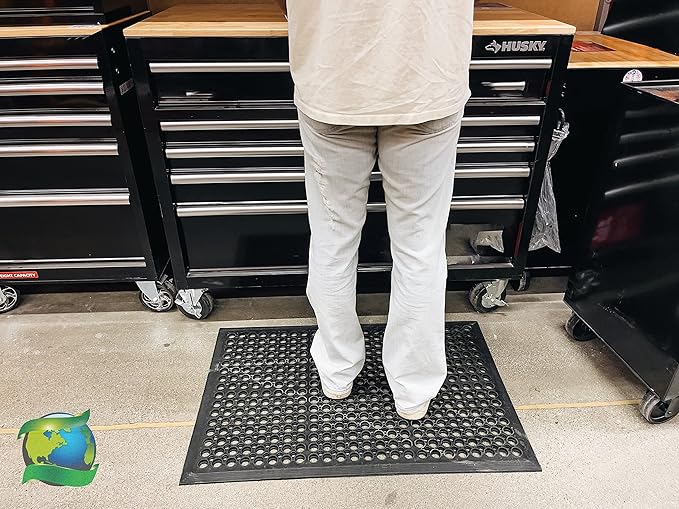 Envelor Anti Fatigue Mat 2 Pack Rubber Floor Mats Door Mat Non Slip Drainage Mat for Entryway, Kitchen, Restaurant, Garage, Heavy Duty Use Doormat, Commercial Floor Mat Industrial 24 x 36 Inches