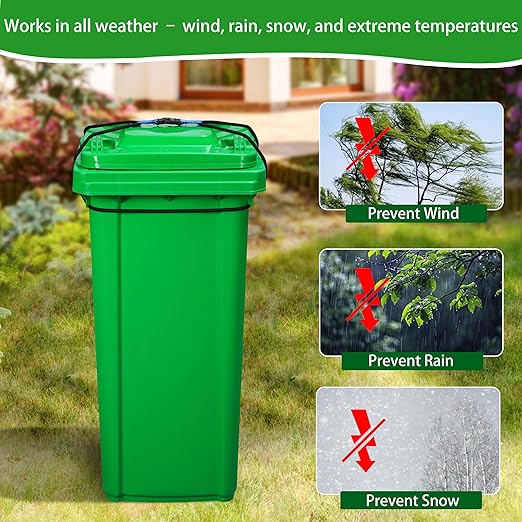 Trash Can Locks for Animals - 2PCS Garbage Can Lid Locks with Heavy Duty Bungee for Raccoons Proof,Bears Proof and Wind-Resistant for 30-45 Gallon Cans