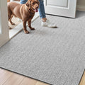 LUMI Ultra Thin Indoor Door Mat for Entrance 36"x56", Non Slip Entryway Mat, Low Profile Doormat, Unique Herringbone Design Carpet for Inside, Patio, Porch, Gray