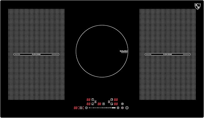K&H 5 Burner Induction Cooktop - 36 Inch Built-In Electric Cermic Stove Top - 17 Heating Levels, 240V, 9400W High-Power Built-in Electric Stove Top - Child Lock, Timer & Touch Control - IN36-9400FLX