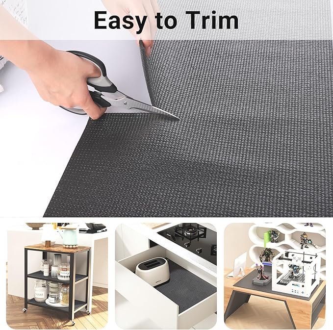 PABUSIOR Foam Shelf Liner for Under Sink: 3 MM Thick Non-Slip Large Kitchen Cabinet Liners - 22" x 82.7" Dark Grey Strong Grip Cushion Tool Box Drawer Mat