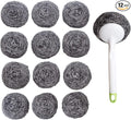 Stainless Steel Sponges Scourer Set with Handle 40 gram - Pack of 12 - Large Stainless Steel Scrubbers - Metal Scouring Pads - Stainless Steel Pot, Pan, Cast Iron Cleaner