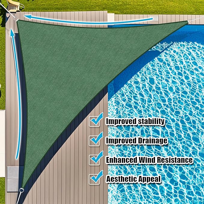 Amagenix Sun Shade Sail 20'X20'X20' Curved Edge Outdoor Shade Canopy Dark Green Breathable 95% UV Block Shade Cloth for Patio Garden Backyard (We Make Custom Size)