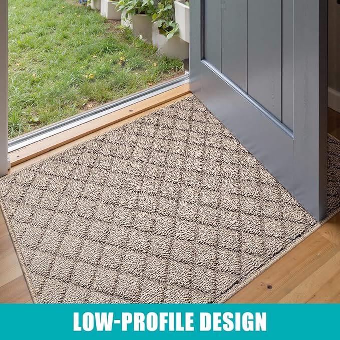 Azadx 2'x6' Front Entryway Door Mat Non Slip Indoor Door mats Washable Entry Mats Welcome Doormat Dirt Trapper for House Entry Low Profile Doormat Indoor Entrance Mat