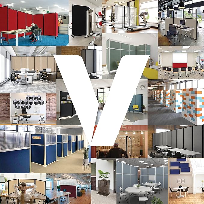 Versare Polycarbonate Room Divider 360 Portable Wall Partition | Freestanding Office Dividers | Locking Wheels | Privacy Screen Panels - 25' x 6' Dark Gray Thermoplastic Polymer