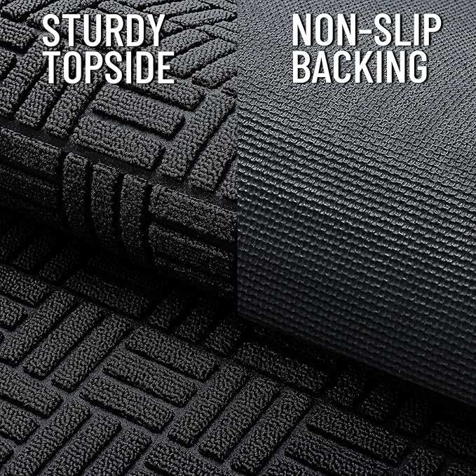 OLANLY Front Door Mat Outside Entrance 35x23, Absorbent, Heavy Duty Sturdy Natural Rubber Doormat Indoor Outdoor, Stain and Fade Resistant, Non-Slip Backing Low Profile Floor Mat for Entryway, Black