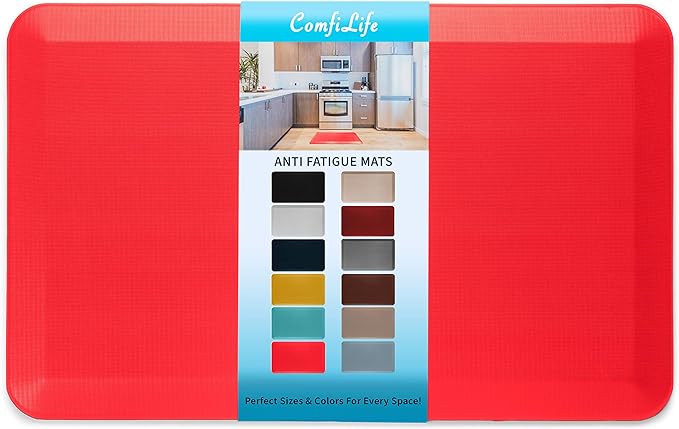 ComfiLife Anti Fatigue Floor Mat – 3/4 Inch Thick Kitchen Mats for Floor, Standing Desk Mat, Kitchen Rug – Comfort at Home, Office – Durable – Stain Resistant – Non-Slip (20" x 32", Scarlet Orange)