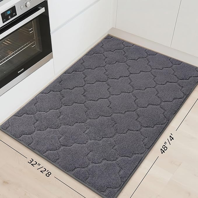 COSY HOMEER Kitchen Rugs 32"x48" Non-Slip Washable Kitchen Mats for Floor Absorbent Kitchen Carpet Soft Rugs for Kitchen,Sink Mat,Entrance,Area Rug,Dark Grey