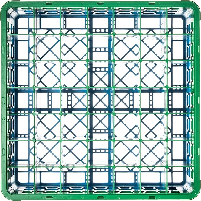 CFS RG49-1C413 OptiClean 49 Compartment Glass Rack with 1 Extender, 5.56", Polypropylene, green/CFS Blue