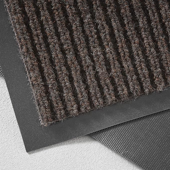 Consolidated Plastics Brush Dry Mat - Made in USA, Heavy-Duty Commercial DoorRug for Indoor/Outdoor Entryways, Non-Slip Backing for High-Traffic Areas (4' W x 6' L, Brown)
