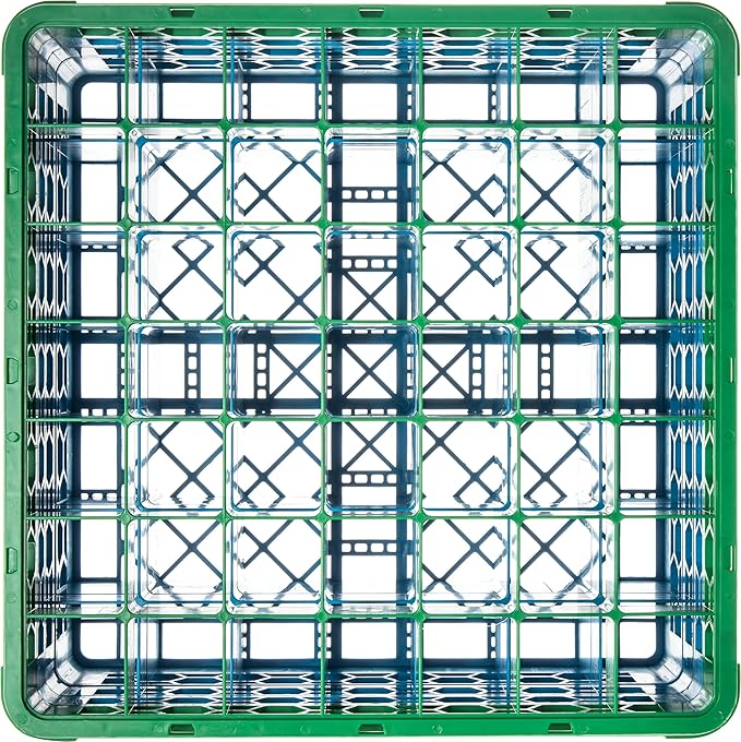 CFS RG49-3C413 OptiClean 49 Compartment Glass Rack with 3 Extenders, 8.72", Polypropylene, green/CFS Blue