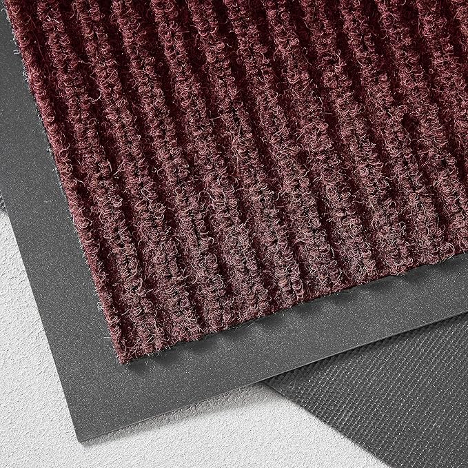 Consolidated Plastics Brush Dry Mat - Made in USA, Heavy-Duty Commercial DoorRug for Indoor/Outdoor Entryways, Non-Slip Backing for High-Traffic Areas (3' W x 5' L, Red)