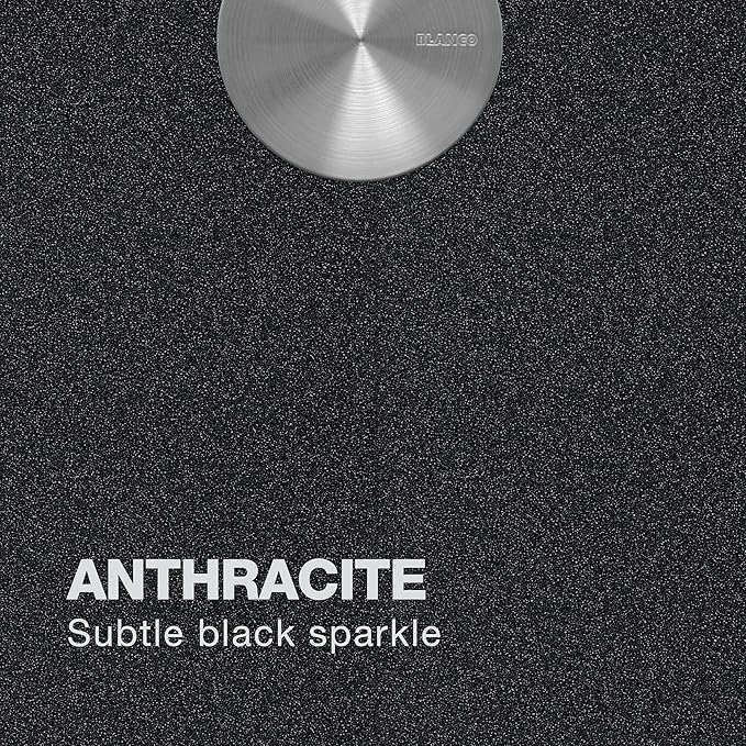 BLANCO, Anthracite 442200 VALEA SILGRANIT 50/50 Double Bowl Undermount Kitchen Sink with Low Divide, 32" X 19"