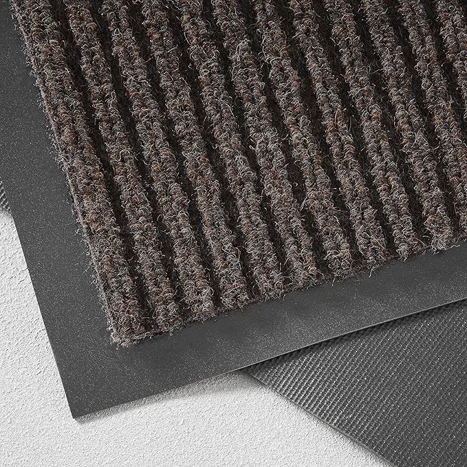 Consolidated Plastics Brush Dry Mat - Made in USA, Heavy-Duty Commercial DoorRug for Indoor/Outdoor Entryways, Non-Slip Backing for High-Traffic Areas (3' W x 10' L, Brown)