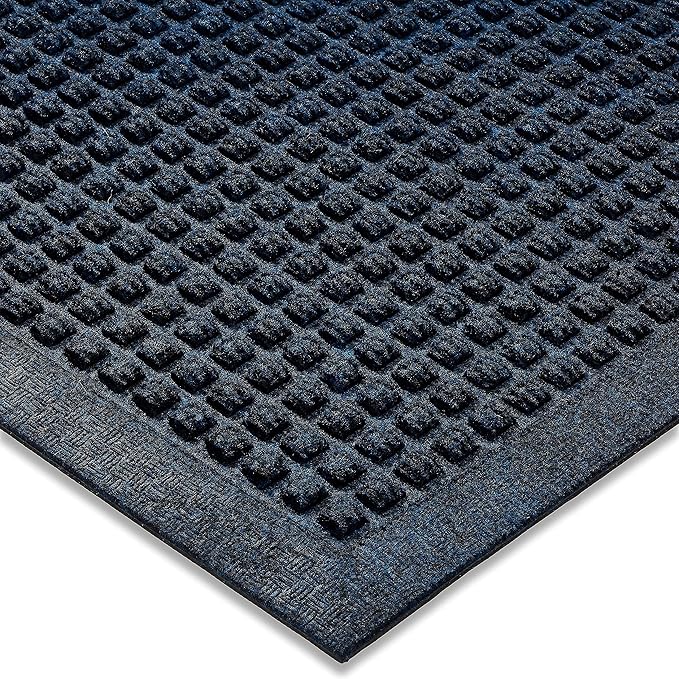 Ecomills Rubber Doormat, Medium, 24" W x 36" L, Blue, Large, Absorbent Indoor Outdoor, Stain Resistant, Rubber Non Slip Backing, Heavy Duty, Durable