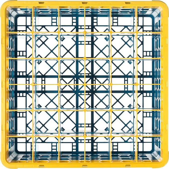 CFS (RG36-2C411) OptiClean 36-Compartment Glass Rack with 2 Extenders Yellow