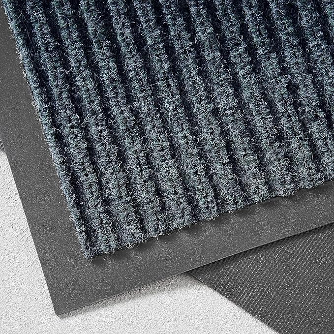 Consolidated Plastics Brush Dry Mat - Made in USA, Heavy-Duty Commercial DoorRug for Indoor/Outdoor Entryways, Non-Slip Backing for High-Traffic Areas (3' W x 5' L, Blue)