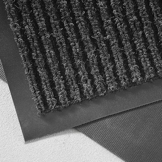 Consolidated Plastics Brush Dry Mat - Made in USA, Heavy-Duty Commercial DoorRug for Indoor/Outdoor Entryways, Non-Slip Backing for High-Traffic Areas (4' W x 8 L, Charcoal)