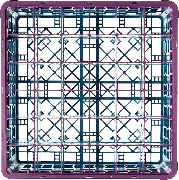 CFS RG36-2C414 OptiClean 36 Compartment Glass Rack with 2 Extenders, 7.12", Polypropylene, Lavender/CFS Blue